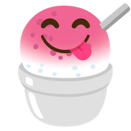 Shaved ice and Face savoring food