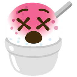 Shaved ice and Face with crossed-out eyes