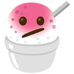Shaved ice and Face with diagonal mouth