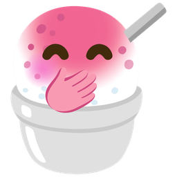 Shaved ice and Face with hand over mouth