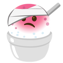 Shaved ice and Face with head-bandage