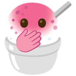 Shaved ice and Face with open eyes and hand over mouth
