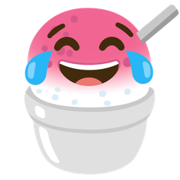Shaved ice and Face with tears of joy