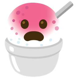 Shaved ice and Frowning face with open mouth