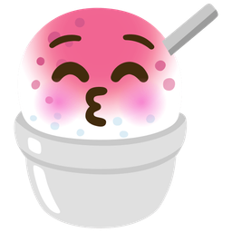 Shaved ice and Kissing face with closed eyes