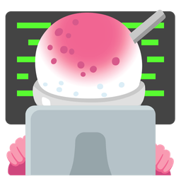 Shaved ice and Laptop