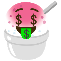 Shaved ice and Money-mouth face