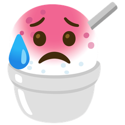 Shaved ice and Sad but relieved face