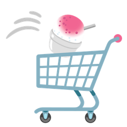 Shaved ice and Shopping cart