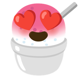 Shaved ice and Smiling face with heart-eyes