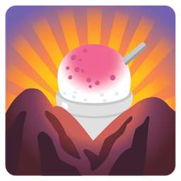 Shaved ice and Sunrise over mountains
