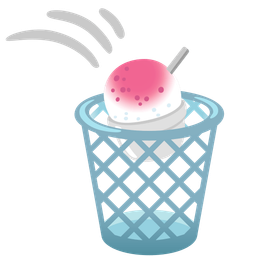 Shaved ice and Wastebasket