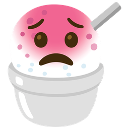 Shaved ice and Worried face