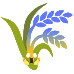 sheaf of rice and face screaming in fear