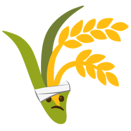 sheaf of rice and face with head-bandage