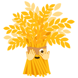 sheaf of rice and face with peeking eye