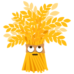 sheaf of rice and face with rolling eyes