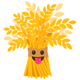 Sheaf of rice and Face with tongue