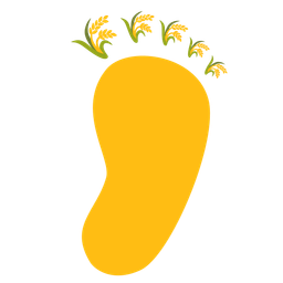 sheaf of rice and footprints