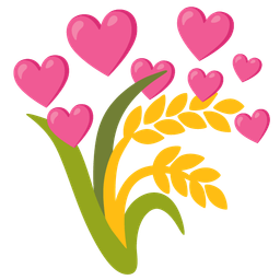 sheaf of rice and heart with arrow