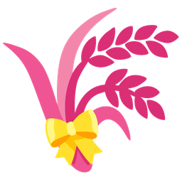 sheaf of rice and heart with ribbon