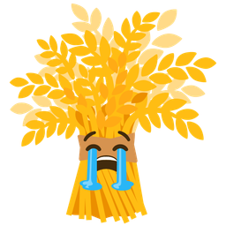 sheaf of rice and loudly crying face