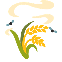 sheaf of rice and pile of poo