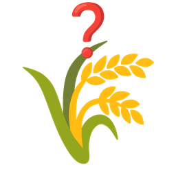 sheaf of rice and red question mark