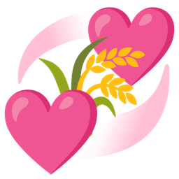 sheaf of rice and revolving hearts