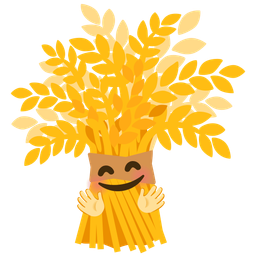 Sheaf of rice and Smiling face with open hands