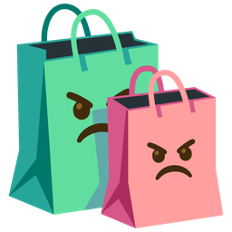 shopping bags and angry face