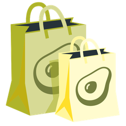 shopping bags and avocado