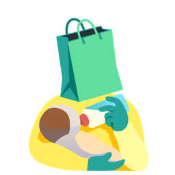 shopping bags and baby bottle