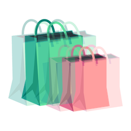 shopping bags and beating heart