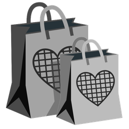 shopping bags and black heart