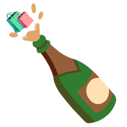 shopping bags and bottle with popping cork