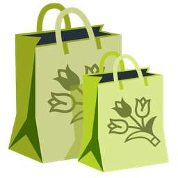 shopping bags and bouquet