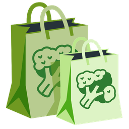 shopping bags and broccoli