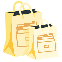 shopping bags and card file box
