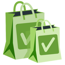 shopping bags and check mark button
