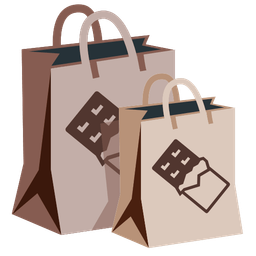 shopping bags and chocolate bar