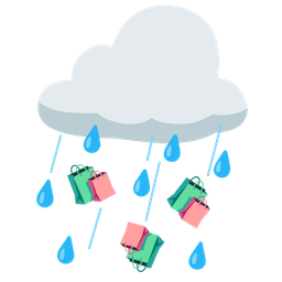 shopping bags and cloud with rain