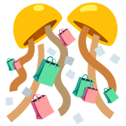 shopping bags and confetti ball