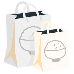 shopping bags and cooked rice