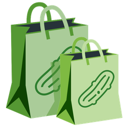 shopping bags and cucumber
