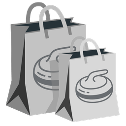 shopping bags and curling stone