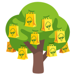 shopping bags and deciduous tree