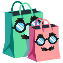 shopping bags and disguised face