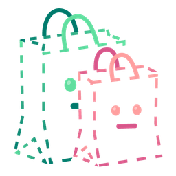 shopping bags and dotted line face