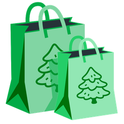 shopping bags and evergreen tree